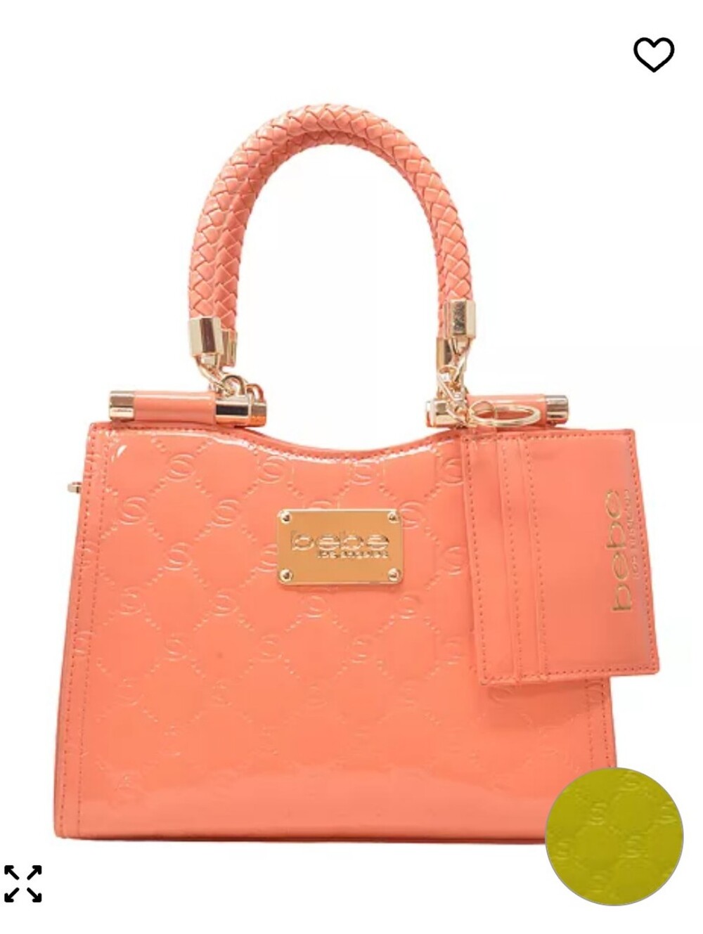 NWT Bebe Dana Monogram Top Handle Crossbody Peach